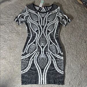 Elegant Black and White Patterned Dress